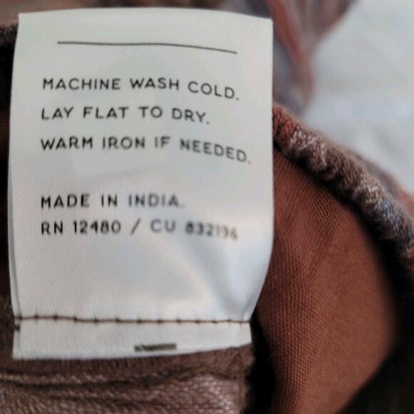 Pact Pants Woman Large Brown Striped Organic Cotton Cropped Gauze Boho - Picture 7 of 15